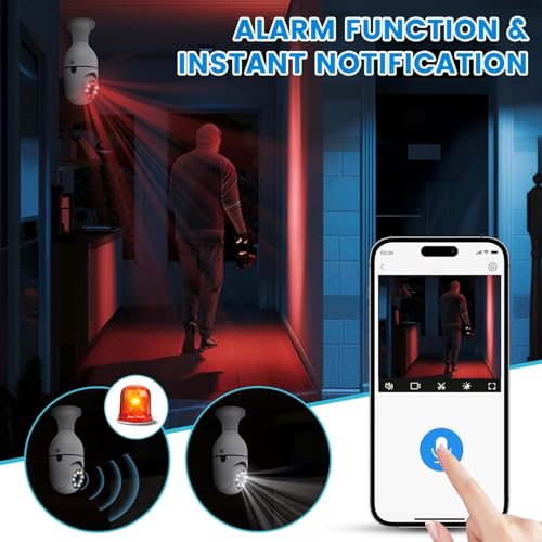Image of Light Bulb Wireless IP WiFi Bulb Camera 360 1080p WiFi Auto Rotation Fish Eye 360 Degree Panoramic Mini Lamp IR CCTV 1080p Home Security Light Wireless CCTV Camera (K-803)