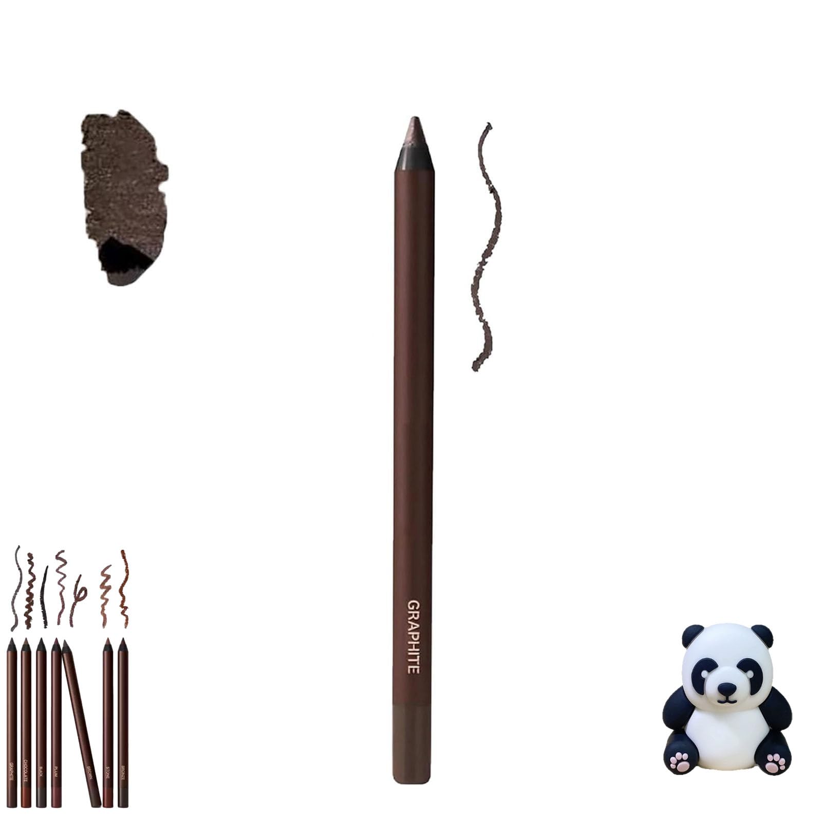Systemous Eyeliner Pencil, 2-in-1 Eyeliner Eyebrow Pencil, 24 Hour Waterproof Double-Ended, Smooth and Easy to Color with Panda Sharpener (Graphite)