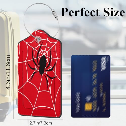 Spider on Spider Web Luggage Tags, 2 Pack Travel Cruise Tags for Suitcases, Cute Identifiers with Privacy Flap, Baggage Tags for Women Men Kids Backpack Handbag3