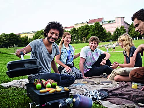 Weber Go-Anywhere Holzkohlegrill/Tragbarer Grill mit klappbaren Beinen, Kompaktes Design für Camping und Picknicks, Robuste Emaille, Präzise Temperaturregelung, 42 x 26 cm Grillfläche, Schwarz