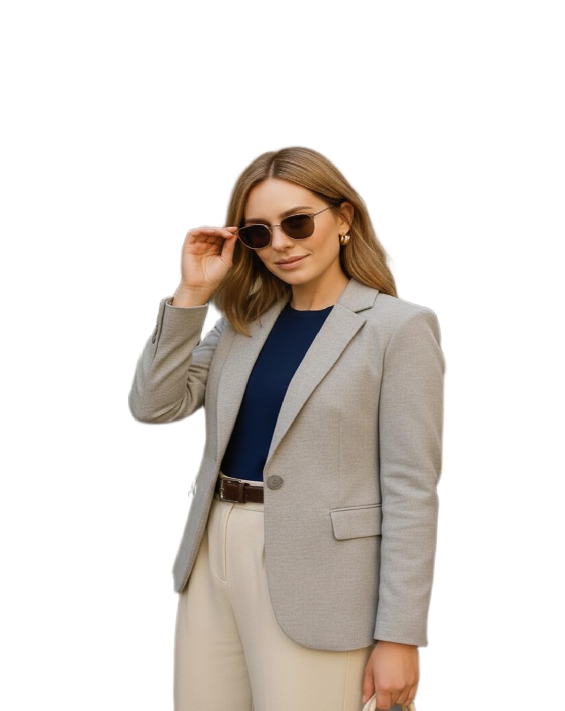 Ladies Classic Grey Blazer | Office Wear Formal Coat for Women