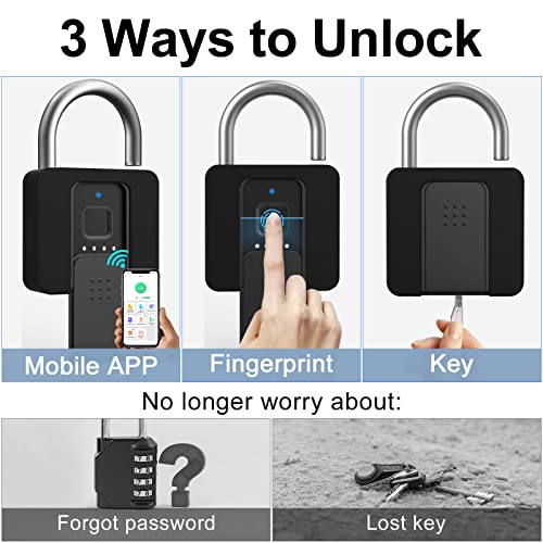 Anweller Large Fingerprint Padlock, Weatherproof Biometric Smart Lock With Key For Outdoor Fence Gate Pool Shed Gym Locker Truck, With Removable Case #TOP1