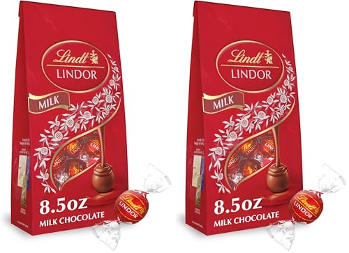 Image of Lindt LINDOR Milk Chocolate Candy Truffles, Chocolates with Smooth, Melting Truffle Center, 8.5 oz. Bag (Pack of 2)