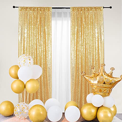 Cortinas de lentejuelas doradas 2x8ft pack 2 paneles miniatura 5