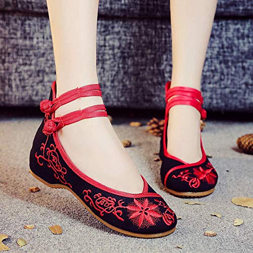 Women's Casual Flat Chinese Embroidered Floral Mary Jane Ballet Shoes2