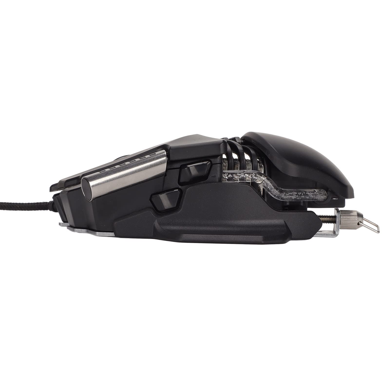 Ratón de Juego, 12800 Ppp Ajuste Retráctil Iluminación Refrigerada por Agua RGB Ratón con Cable Rodillos Galvanizados Base de Metal Cepillado. Ratones para Juegos de PC con Clave de Ciclo Base DPI