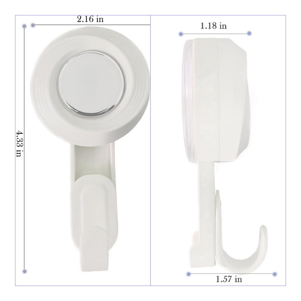 2 Pack Heavy Duty Bathroom Wall Vacuum Suction Cup Hooks, Load Capacity of 11 Pound, Removable and Reusable Waterproof Hooks for Shower Room, Outdoor, Key, Door, Marble, Camping Car (2, White)