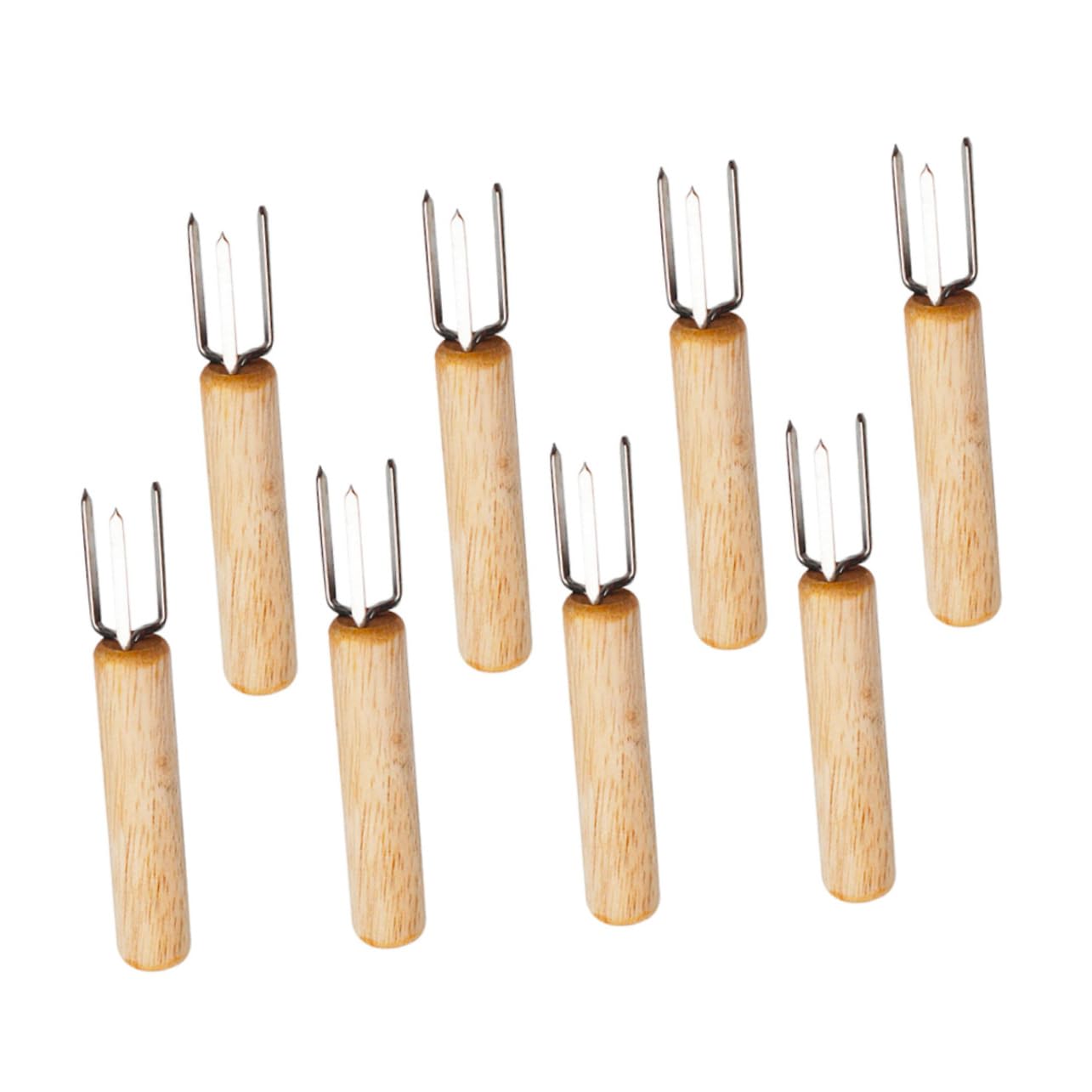 Gogogmee 8Pcs Stainless Steel Corn Forks with Wooden Handles Durable Bbq Utensils for Grilling Corn the Cob for Outdoor Barbecues Picnics Family Gatherings