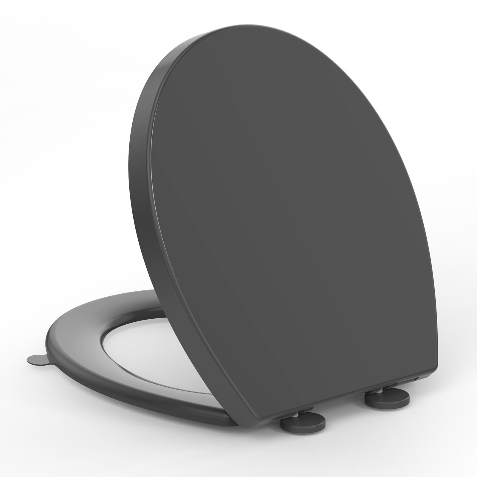 Yeaupe Pro Grey Oval Toilet Seat Soft Close - Toulet Seats With Lid Lifter,Quick Release For Easy Clean,Pp Loo Toulet For Bathroom Bowl With Adjustable Hinges,Anti-Slip,Universal Fit,44.7* 37*4.2 Cm,