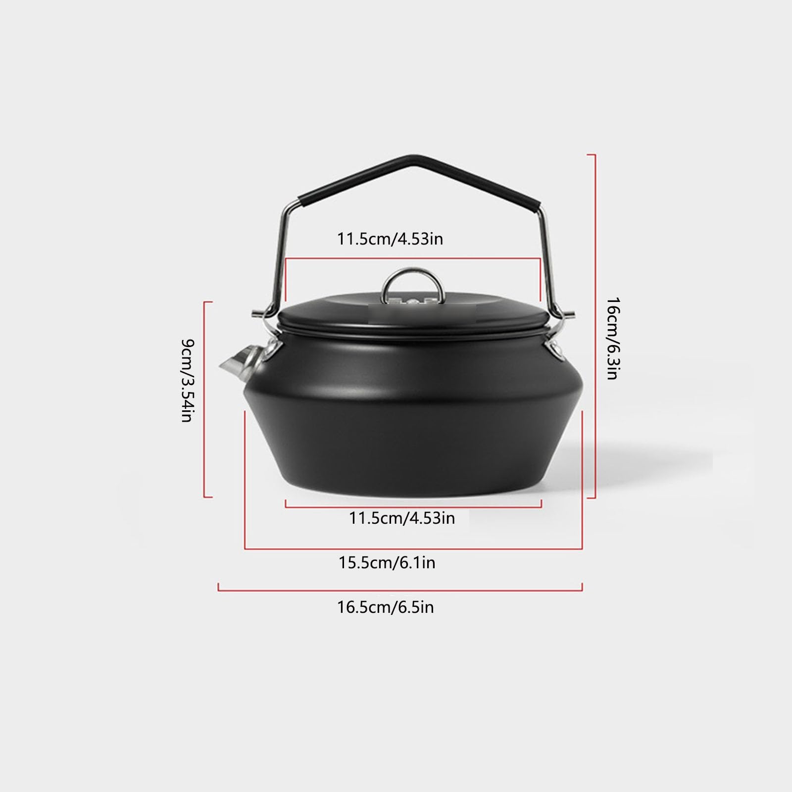 Cafetière de Camping 0,9 L, Bouilloire de Camping en Plein air, Bouilloire à thé Portable for cuisinière, extérieur, randonnée, Camping, Pique-Nique et Voyage (Color : Noir)