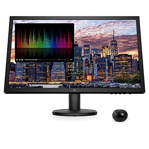 HP V24 FHD 1920x1080 Monitor Bundle with HDMI, FreeSync, Low Blue Light, and Mini Bluetooth Speaker for Professional Sound, Built-in Microphone and Remote Shutter for Photos
