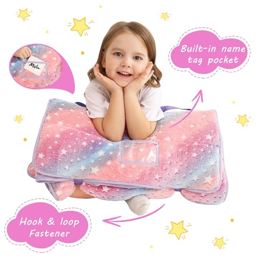 Image of Lasoftan Toddler Nap Mat with Pillow and Blanket, Extra Large Rolled Napping Mats,Slumber Bags for Boys Girls,Kids Sleeping Bag for Daycare, Preschool Travel Camping