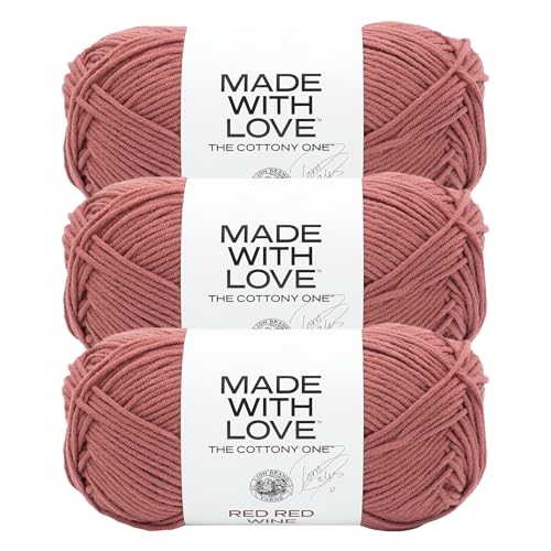 Image of Lion Brand Yarn, The Cottony One Crochet Yarn, Red Red Wine, 3 Pack | Tom Daley Made With Love Cotton, Acrylic Yarn for Knitting, Crochet, Crafts, Worsted Fiber for Soft Blankets, Hats, Sweaters