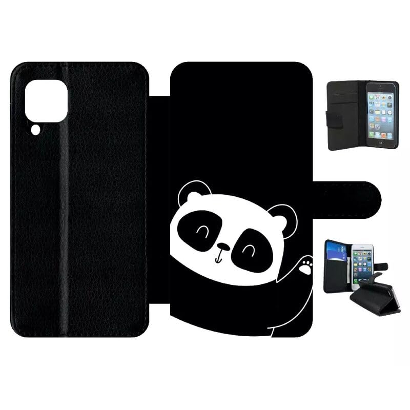 Générique Etui à Rabat pour Huawei p40 Lite - Hello Panda - Simili-Cuir - Noir
