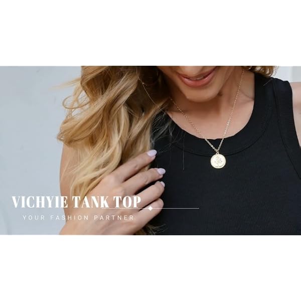 VICHYIE-Women-Tank-Tops-Summer-Sleeveless-Basic-Cami-Top-Shirt-Slim-Knit-Ribbed-Racerback-Blouses VICHYIE Summer Sleeveless Tank Tops Cami Basic Top for Women Shirt Ribbed Racerback Blouses Black M