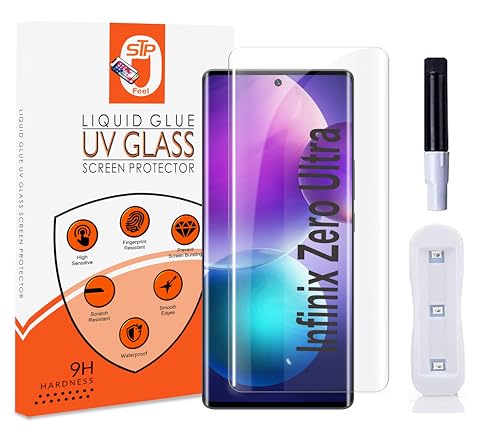 Image of STP FEEL UV Tempered Glass Screen Protector For Infinix Zero Ultra (Pack of 1) Full Adhesive UV Glue Curved Edge to Edge Case Friendly HD Clarity with easy installation kit