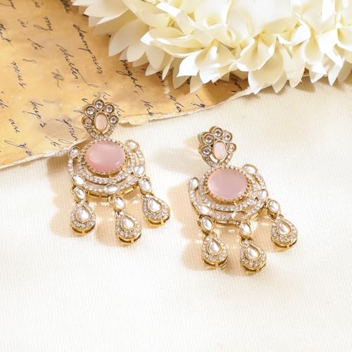 Image of Rubans AD Zircon Bridal Bold Statement Necklace Set Stylish