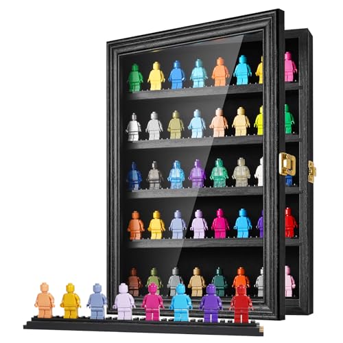 Minifigure Display Case - Mini Figure Display Case and Building Block Toy Cabinet Showcase for Miniature Collectibles Including Mini Brands and Thimbles - 2.4" Shelf Spacing and 98% UV Protection - image 1