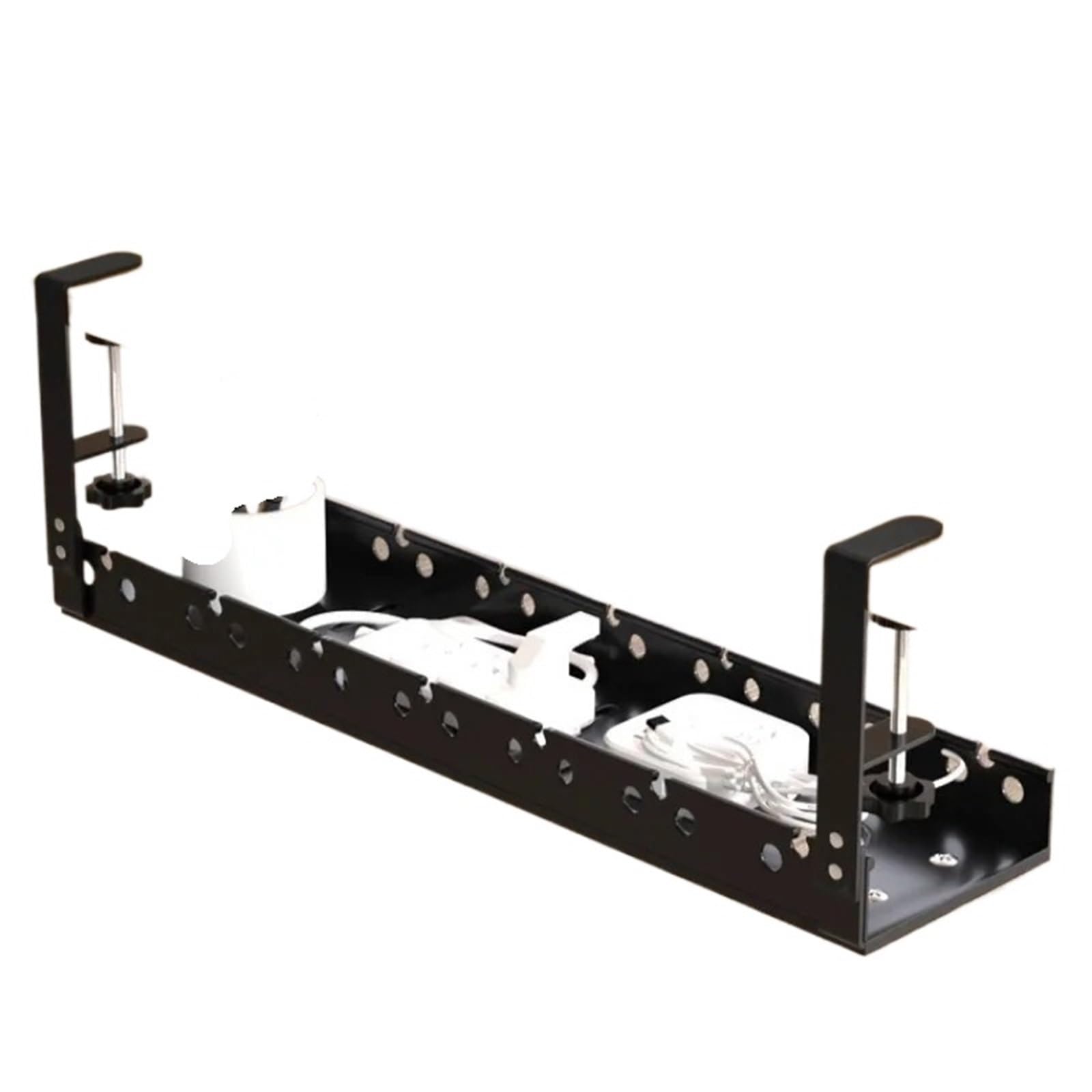 Under Desk Cable Tray Under Desk Cable Tray No Drill Iron Power Strip Holder and Wire Organizer, Multiple Sizes(Retractable)
