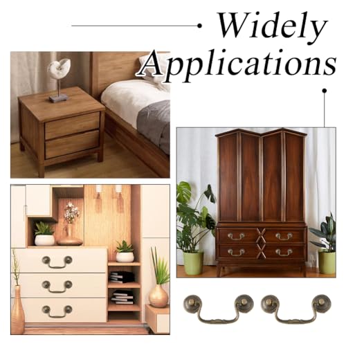 SUPERFINDINGS 4 Sets 3.6inch Vintage Bail Pull Handles Antique Bronze Furniture Hardware Bail Pull Alloy Center-to-Center Drop Cabinet Drawer Pull for Kitchen Cabinet Bedside Cupboard - Image 7