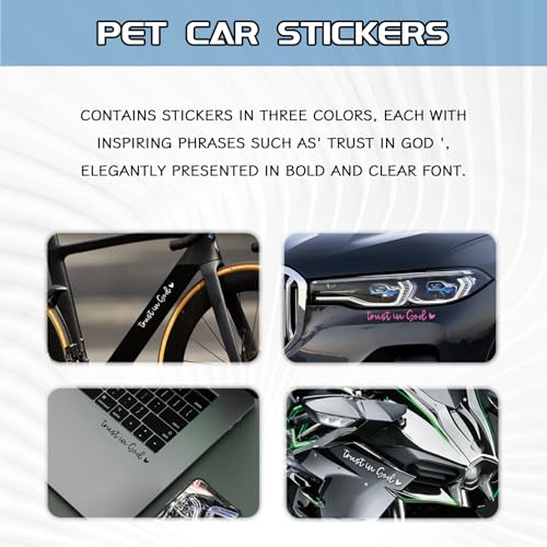 Image of 2 PCS Trust in God Rearview Mirror Sticker, Vinyl Automotive Rear View Mirror Stickers and Decals for Vehicles, Christian Bible Verse Stickers, Cute Car Accessories for Women (Pink)
