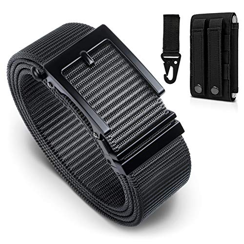 BESTKEE Tactische herenriem 1,5 inch high-performance riem, nylon snelsluiting-metalen gesp, cadeau met tactische Molle-zak en haak