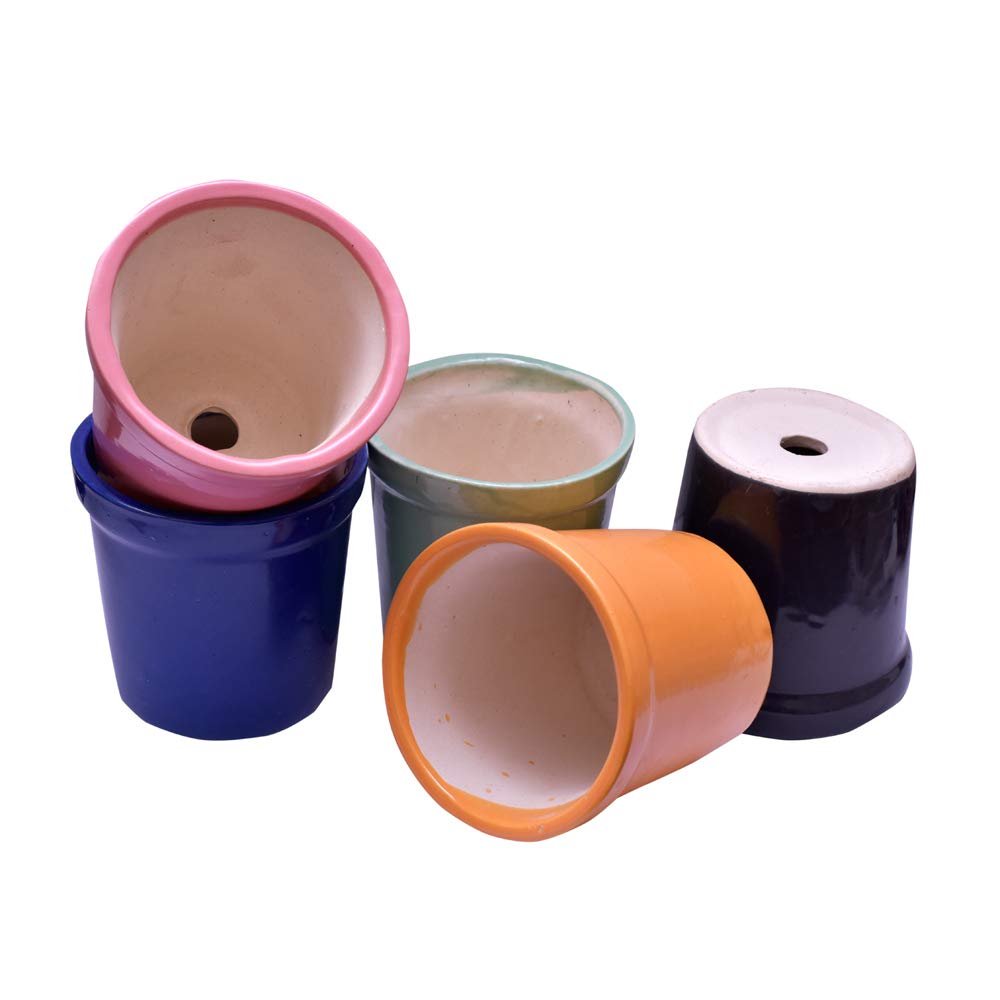 Colorful Ceramic Planters - Pack of 5 -1 Colorful Ceramic Planters - Pack of 5 -1