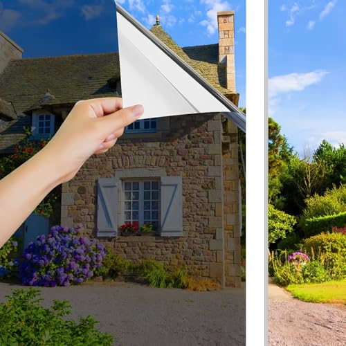 Cinbee Protector solar para ventana interior o exterior, 60 x 200 cm, lámina autoadhesiva para espejo para ventana, protección contra el calor, lámina reflectante para ventana, protección solar