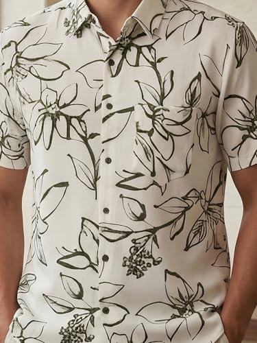 Image of Yash Gallery Men's Cotton Warli Print Shirt Collar Regular Shirt