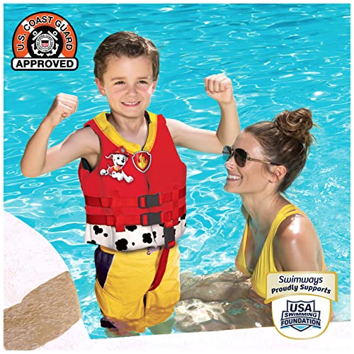 Swimways Paw Patrol Swim Trainer Life Jacket, Us Coast Guard Approved Life Vest Kids Swim Vest, Pool Floats & Life Jackets For Kids 33-55 Lbs, Marshall #TOP4