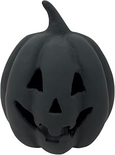 8" H Black Paper Mache Pumpkin Tabletop Decoration – Rustic Fall & Halloween Centerpiece, Lightweight DIY Craft, Eco-Friendly Autumn Decor