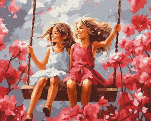 IDEYKA Pintar por números Mejores amigas art selena ua 40 x 50 con marco de madera