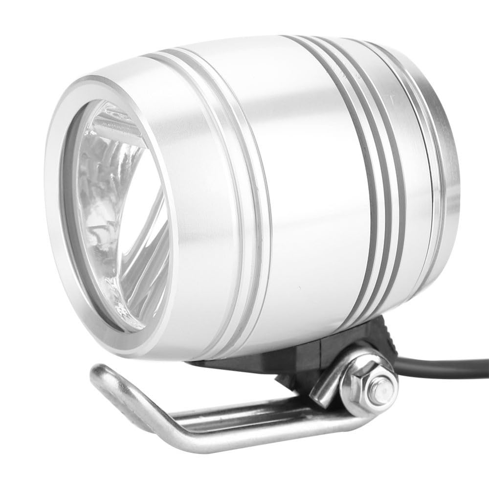 Phare avant de vélo en alliage d'aluminium avec klaxon – Lumière avant et klaxon de sécurité 2 en 1 pour vélos de 24 V-48 V, support de guidon compact, luminosité 5 W 100 lm, câble de 1,5 m