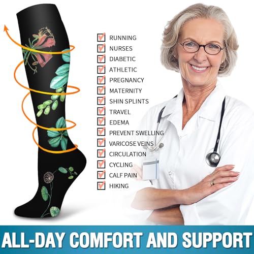 Image of 6 Pack Copper Compression Socks for Women and Men Circulation-Best Support for Medical,Running,Nursing,Athletic