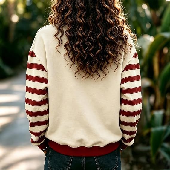 Christmas Sweatshirts for Women Striped Crewneck Xmas Holiday Pullover - image 3