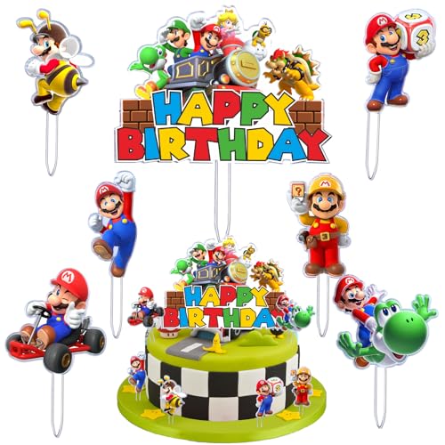 7 Piezas Cupcake Topper, Tarta Decoración Cumpleaños, Decoracion Tarta Dibujos Animados, Acrílico Cake Decoration, Adecuado para Fiestas de Niños, Fiestas Temáticas, Fiesta de Bienvenida al Bebé