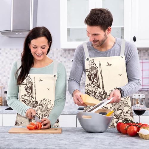 Tablier de serveuse Coffee Street multicolore avec 4 broches amovibles pour le travail - 6