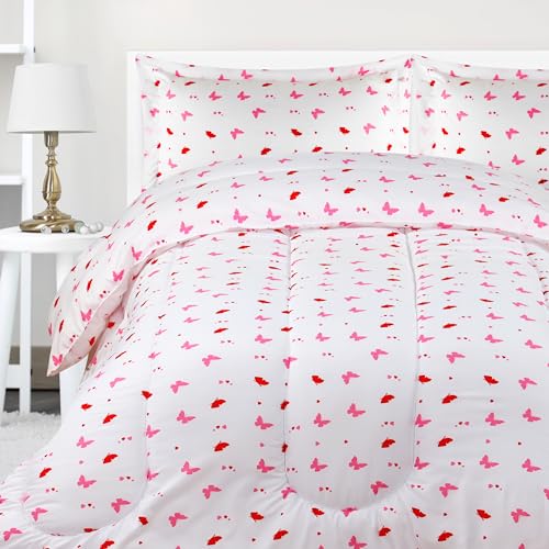 Utopia Bedding All Season Butterfly Comforter Set with 2 Pillow Cases, 3 Piece Soft Brushed Microfiber Kids Bedding Set for Boys/Girls, Machine Washable (Twin)
