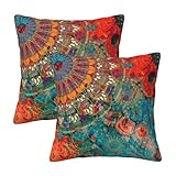 TZTTZT Juego de 2 fundas de cojín decorativas con diseño de mandala, 12 x 12 pulgadas, fundas de cojín decorativas suaves para sofá, cama, sala de estar, casa de campo