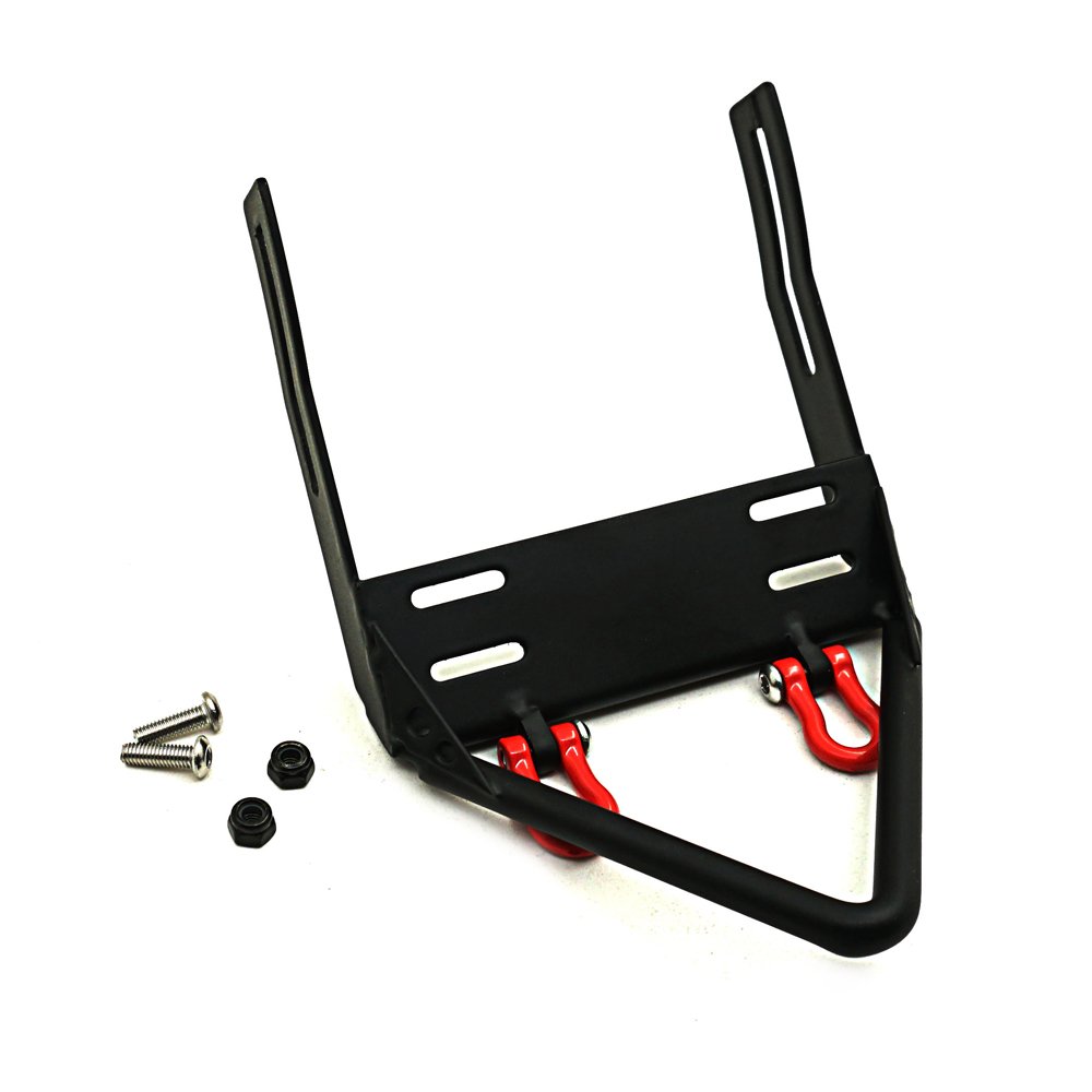 RC-FAST 1 Set Steel Front Bumper w/ Winch Mount Shackles for AXIAL SCX10 Black