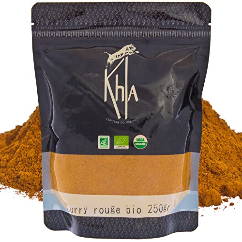 Khla - Curry Rouge Bio en Poudre - Sachet 250g - Mélange Curry Épicé Piquant - Ingrédient Cuisine & Pâtisserie - Curry Indien Thai - Piment, Curcuma, Poivre - Épice d’Asie Cover