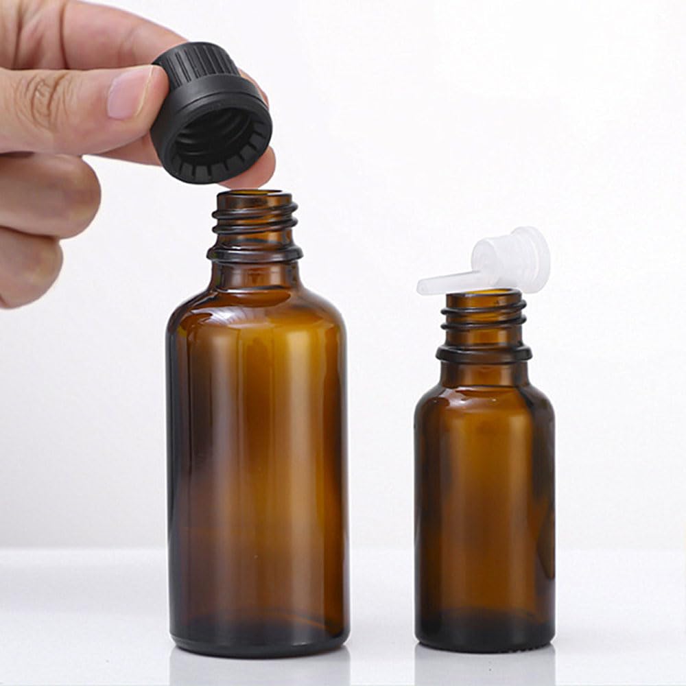 Leere bernsteinfarbene Glas-Tropfflaschen für ätherisches Öl, Parfüm, kleine Behälter, umgekehrt bemalt, Schnupftabakflasche mit Schraubverschluss, Aromatherapie, nachfüllbare Behälter (100 ml