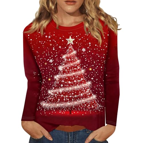 HSUAYEUD Weihnachtspullover led,Weihnachtspullover Damen Sweatshirt...