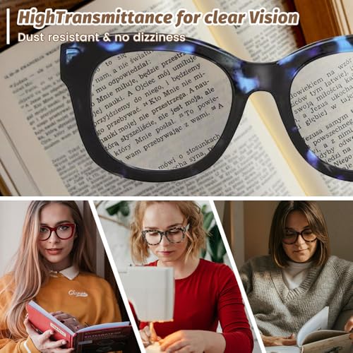 Image of JiSoo Oversized Reading Glasses for Women Men, Stylish Designer Readers Women with Large Frame