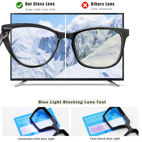 Image of Blue Light Blocking Glasses, TR90 Cat Eye Frame Computer Glasses With Anti Eyestrain & UV Glare Protection (Black)