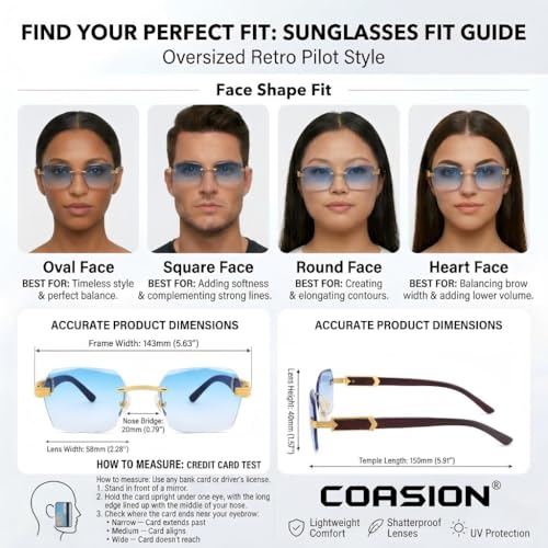Image of COASION Fashion Rimless Frameless Sunglasses for Women Men Y2k Retro Sun Glasses Square Tinted Glasses