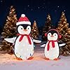 DUMOS 2-Piece Lighted Penguin Family Outdoor Christmas Decoration, Pop up Holiday Decor with 150 LED Lights for Yard, Garden, Storefront, White Red #2