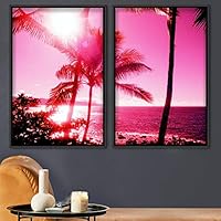 2 Piece Framed Canvas Wall Art Palm Tree Canvas Prints Home Artwork Decoration for Living Room,Bedroom - 16