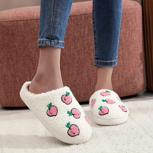 Image of Women's Men's Cute Fuzzy Heart Slippers Memory Foam Fluffy Couple Slippers Cozy House Indoor Outdoor Shoes