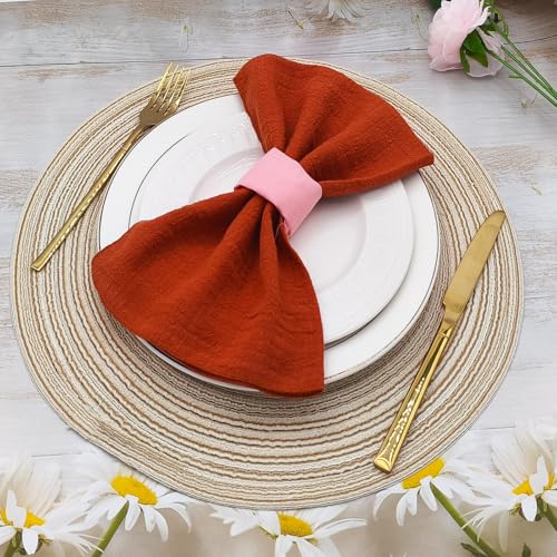 6 Servilletas de Tela 16x16 Pulgadas Algodón Naranja miniatura 3